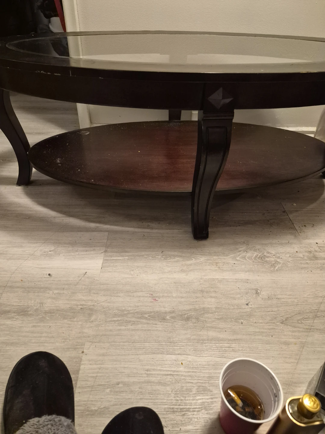 Oval Coffee Table with Glass Top