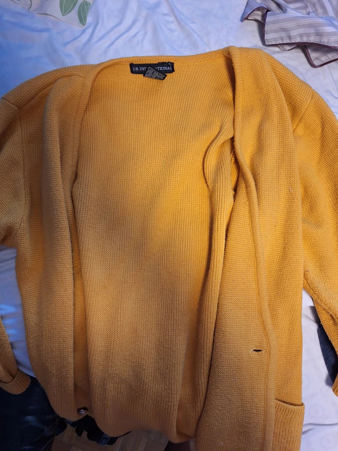 LB. INTERNATIONAL Yellow Knit Cardigan