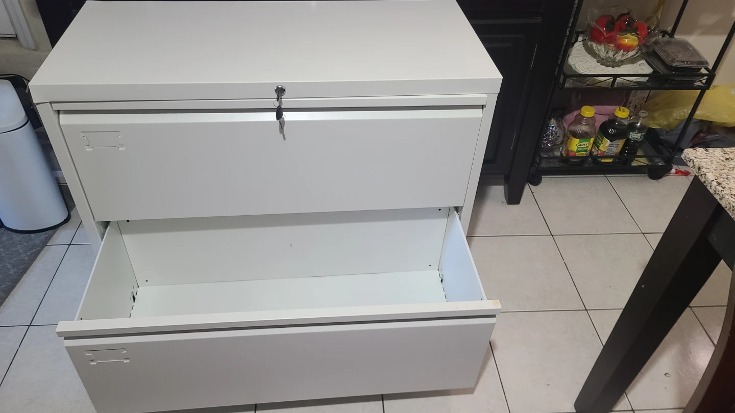 White 2-Drawer Metal Filing Cabinet - photo 4