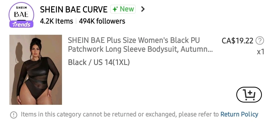 SHEIN BAE Plus Size Black PU Long Sleeve Bodysuit - photo 3