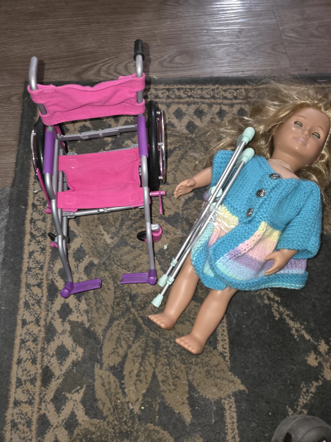 Doll with Wheelchair and Crutches - photo 2