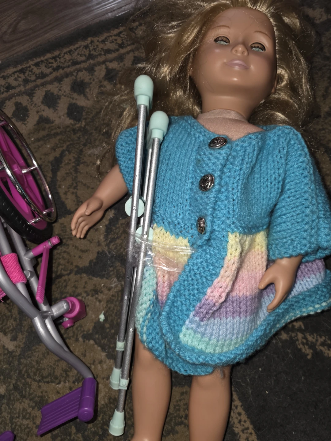 Doll with Wheelchair and Crutches - photo 3
