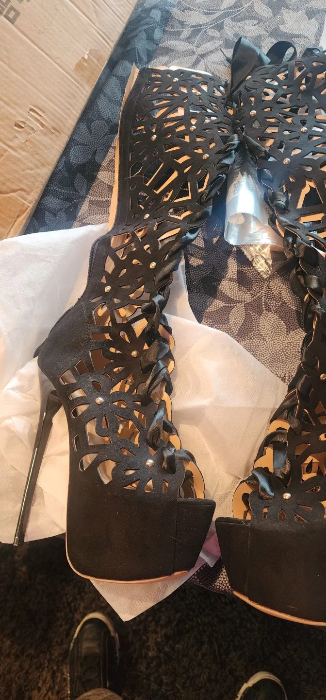 Black Cage High Heel Boots - Size 37 - photo 2