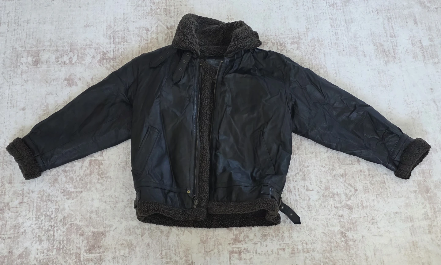 Sergio Vaducci Men's Genuine Leather Shearling Lined Jacket