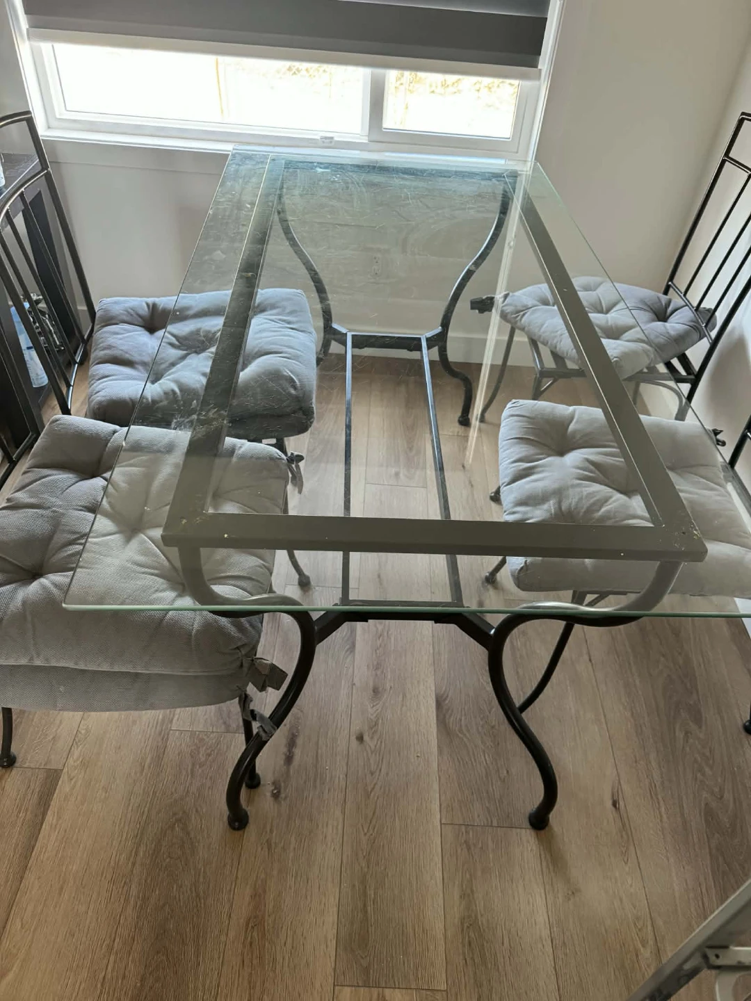 Glass Top Dining Table with 4 Metal Chairs - photo 2