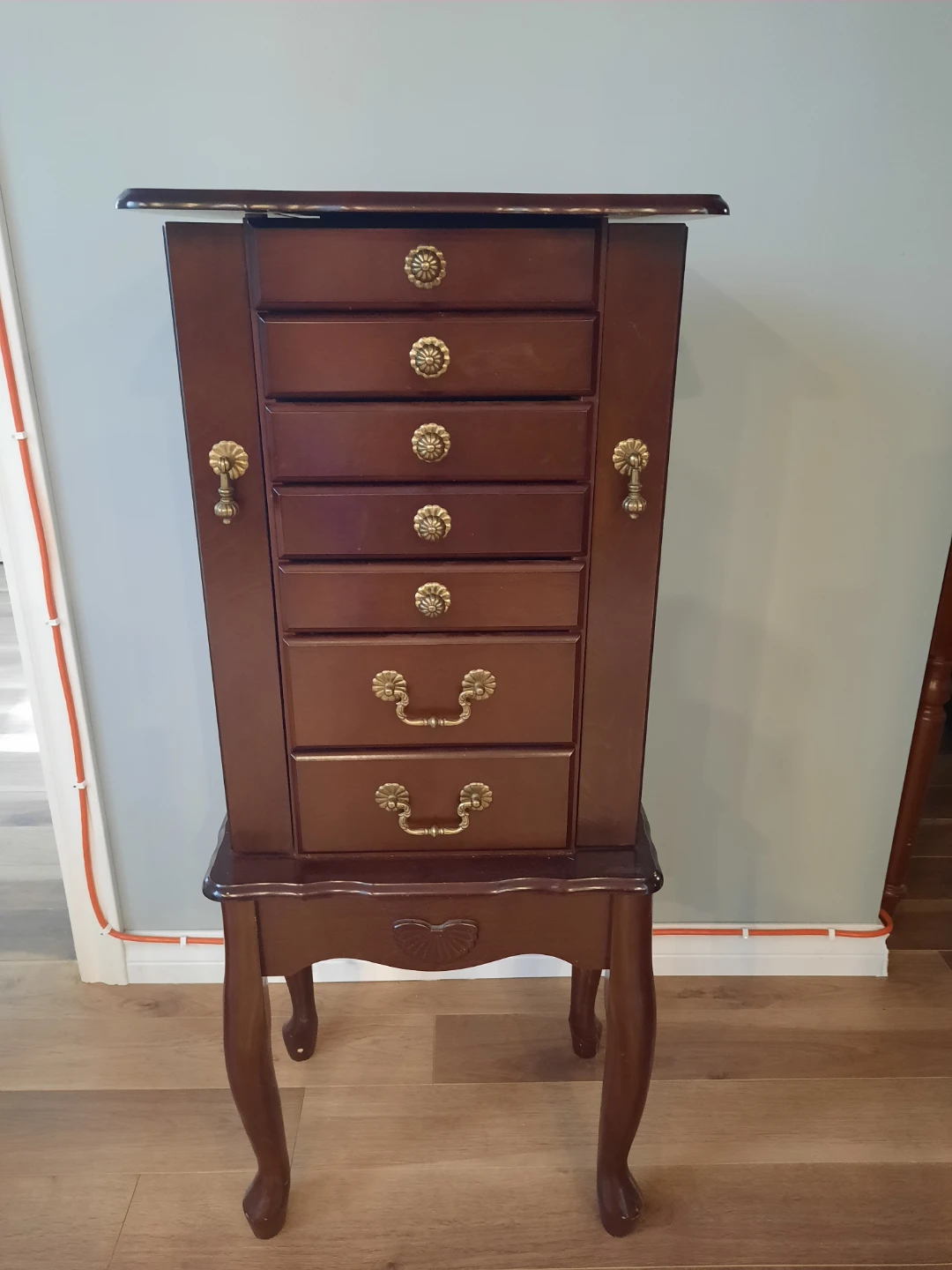 Bombay Wooden Jewelry Box Armoire with Mirror