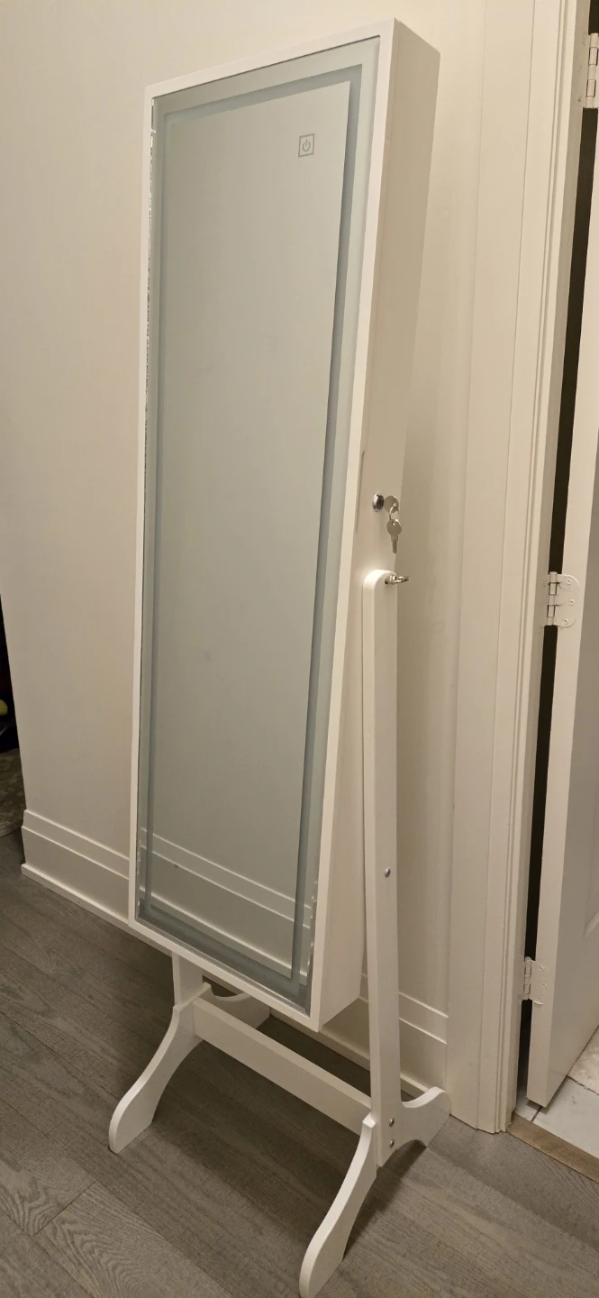 White Jewellery Cabinet with Mirror and LED Lights