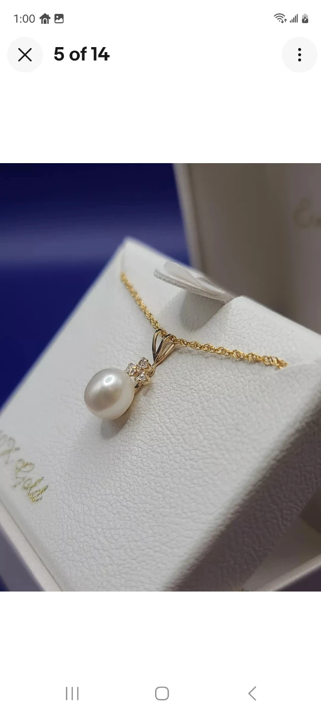 ♥️ New 10kt Gold Genuine Pearl Pendant with Cz - photo 5