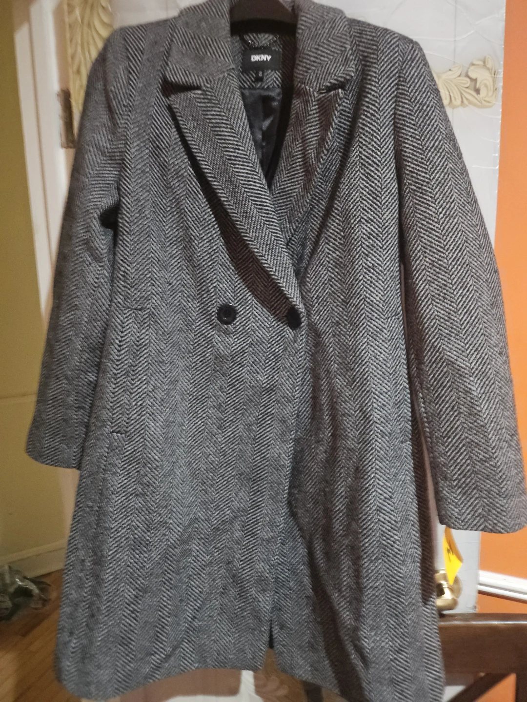 DKNY Herringbone Fashion Coat - Medium