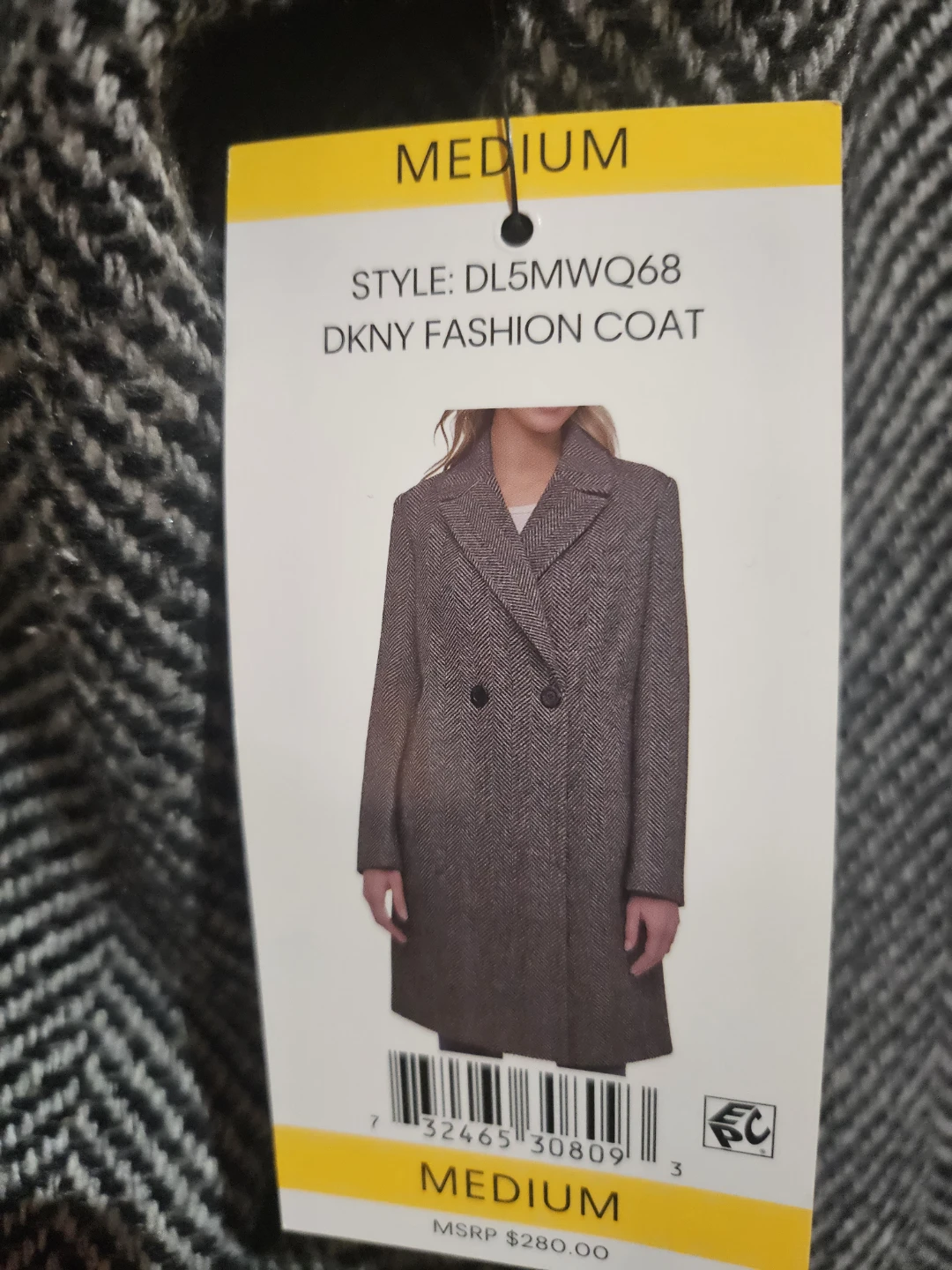 DKNY Herringbone Fashion Coat - Medium - photo 5
