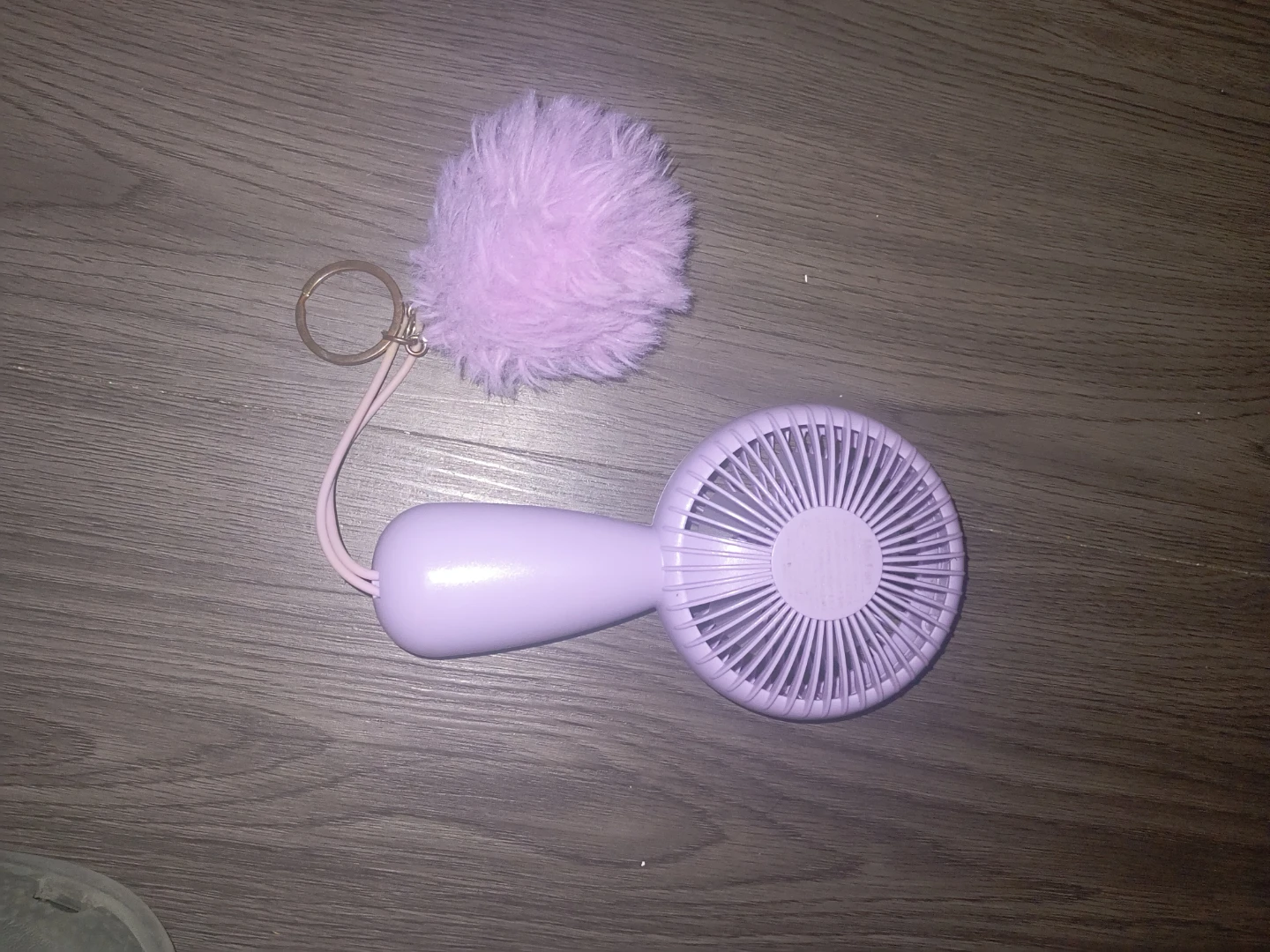 Portable Mini Fan with Fluffy Pom Keychain