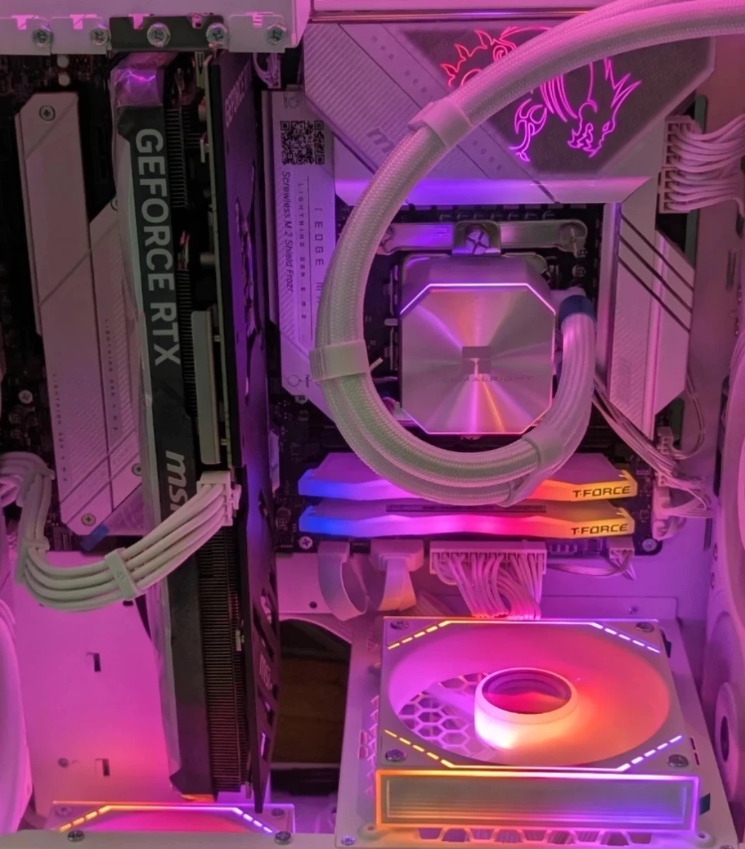 Thermaltake White PC Case with RGB Fans and AIO Cooler