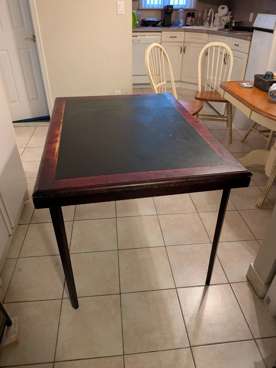 Wooden Table with Black Surface