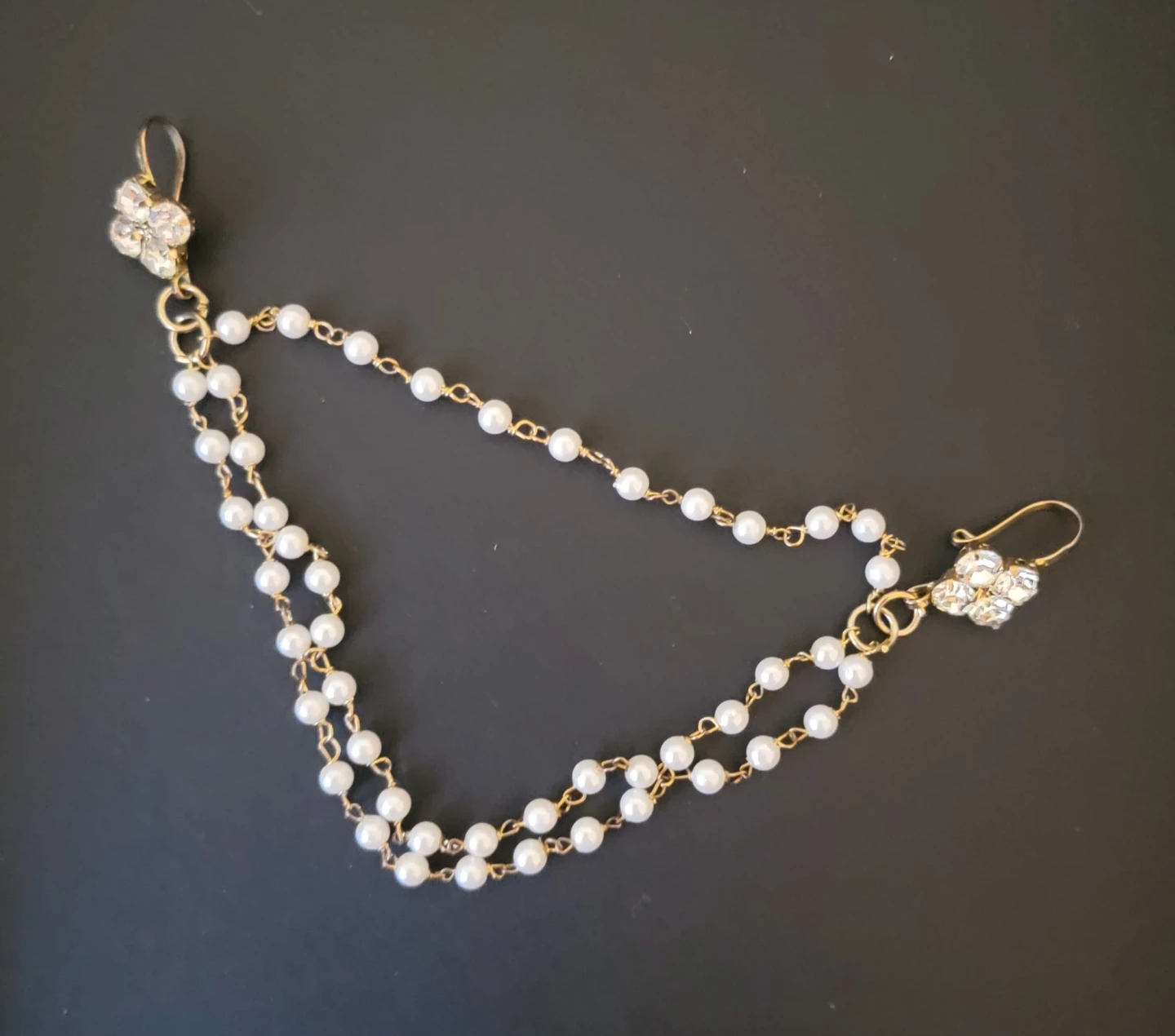 Gold-tone Faux Pearl Chain hair accessories