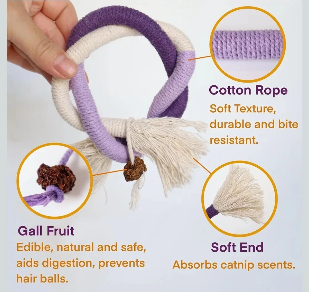 Fokauiwo Cat Rope Toy with Catnip and Gall Fruit - photo 2