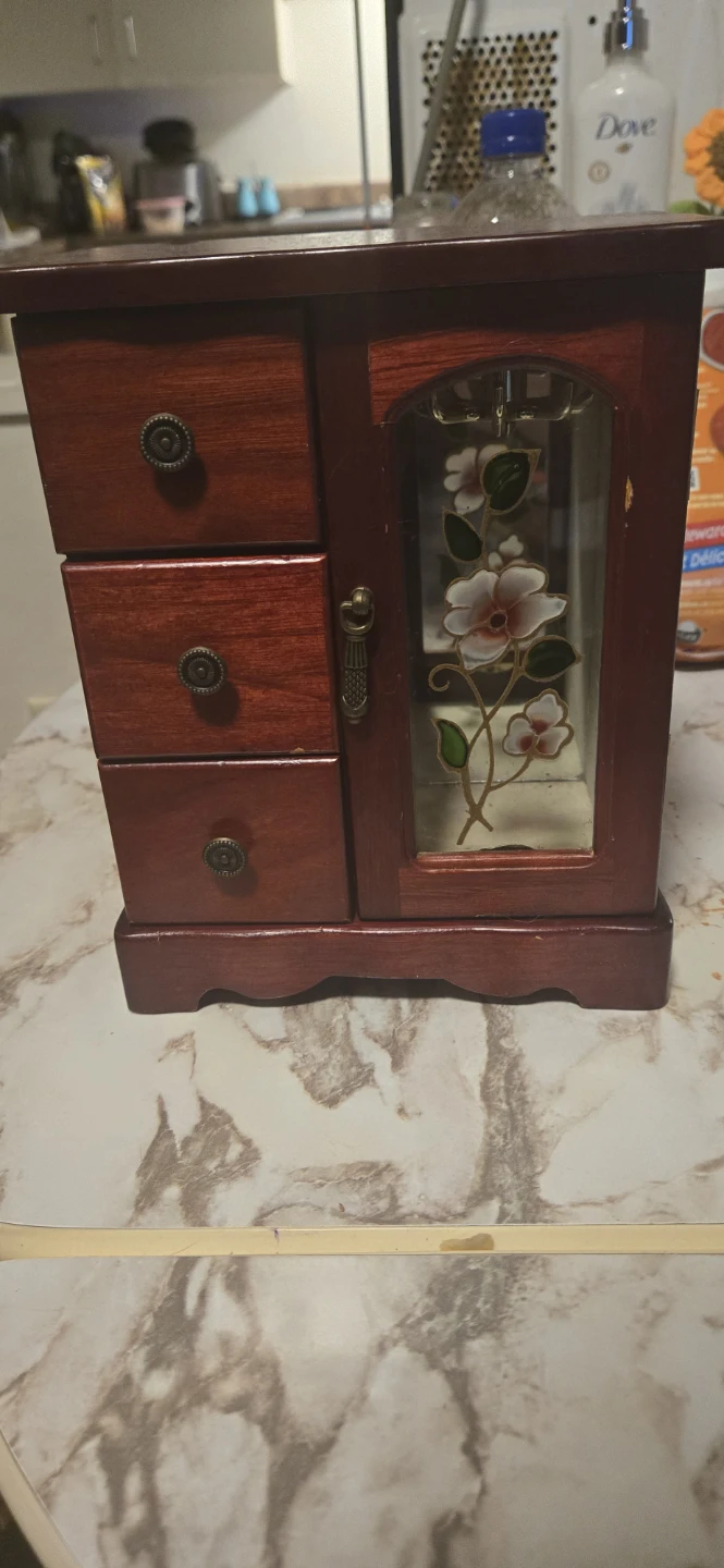 Wooden Jewellery Box with Drawers and Glass Door🥕