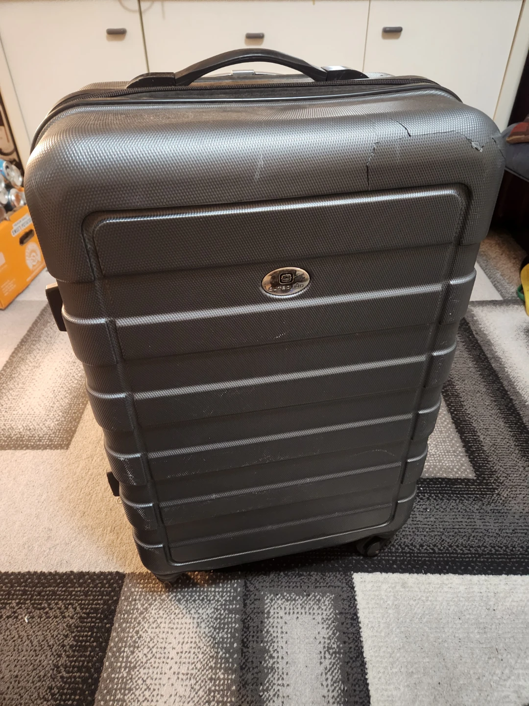 [FREE] Grey Hardside Spinner Luggage Suitcase