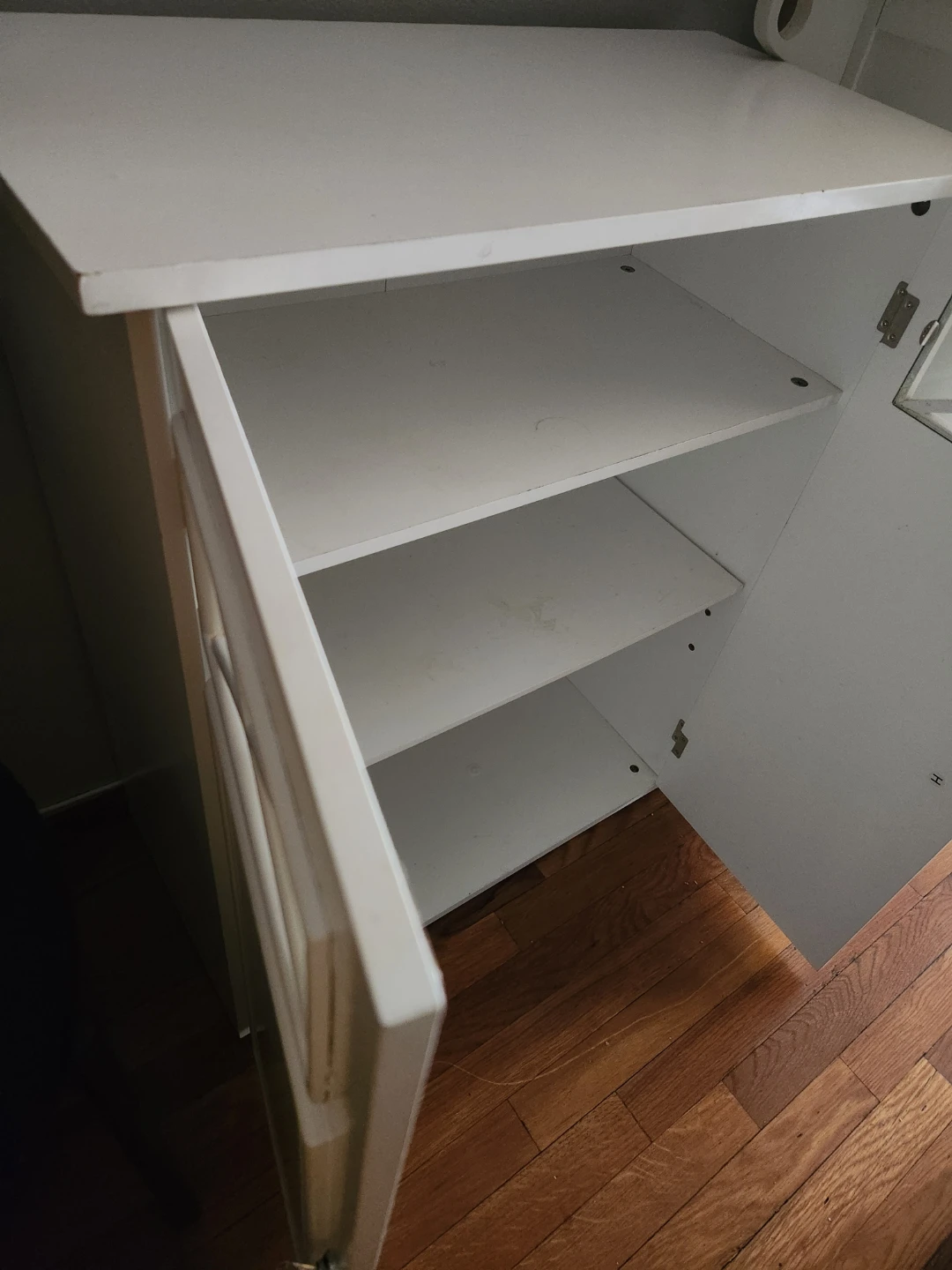 White Two-Door Cabinet with Glass Panes - photo 2