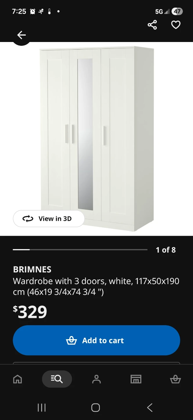 IKEA BRIMNES 3-Door Wardrobe with Mirror