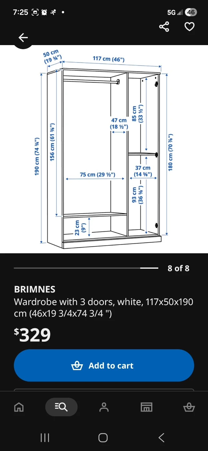 IKEA BRIMNES 3-Door Wardrobe with Mirror - photo 5