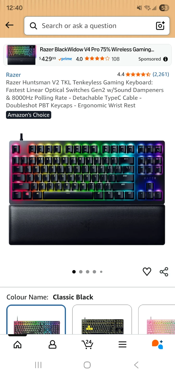 Razer Huntsman V2 TKL Tenkeyless Gaming Keyboard
