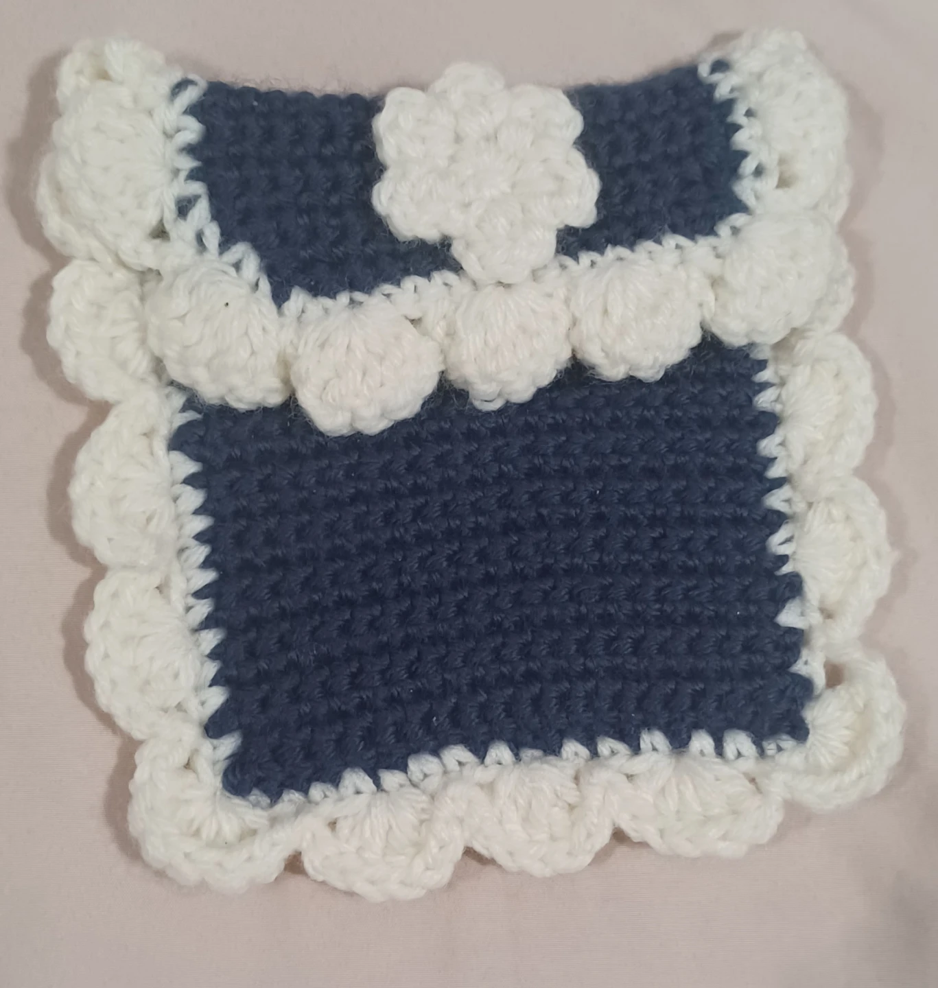 Hand-crocheted Navy Blue & White pouch - photo 2