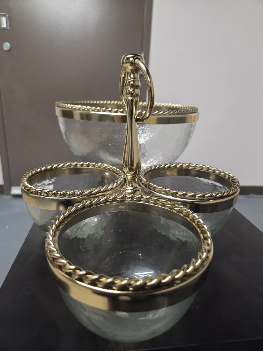 Glass Tiered Serving Stand with Gold Trim - photo 2