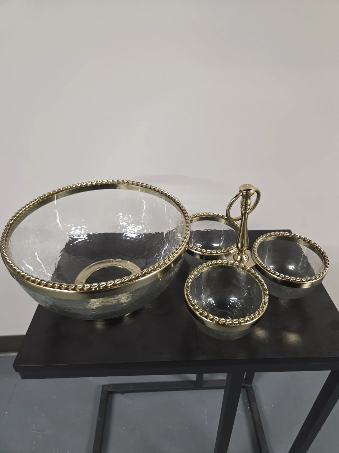 Glass Tiered Serving Stand with Gold Trim - photo 3