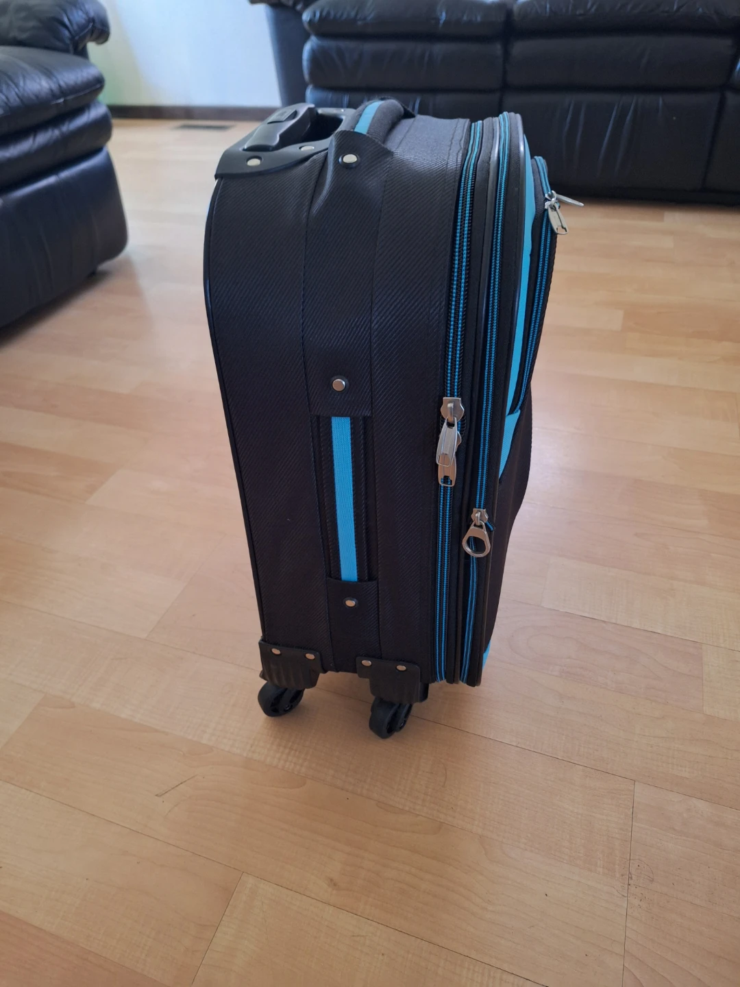 Black and Blue Rolling Suitcase