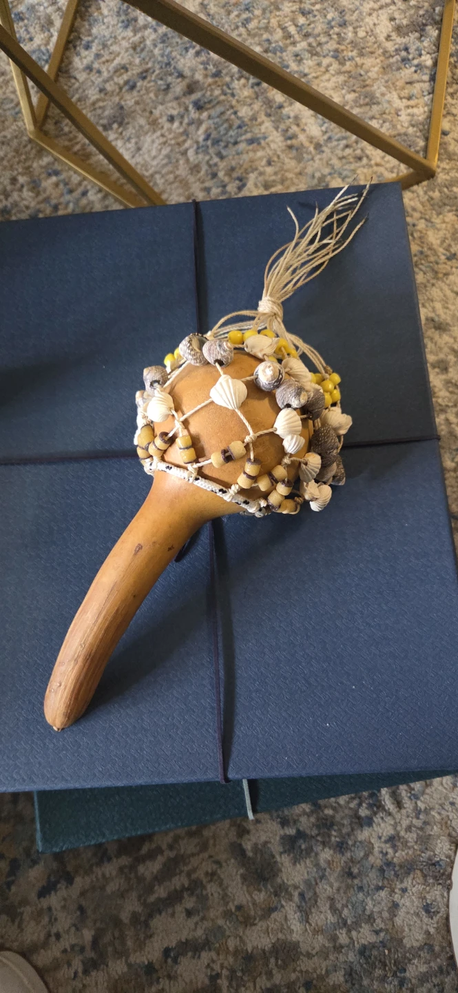 Handmade Gourd Maraca with Shells and Beads - photo 2