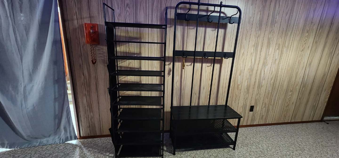 Two Shoe Racks with Coat/Hat Rack