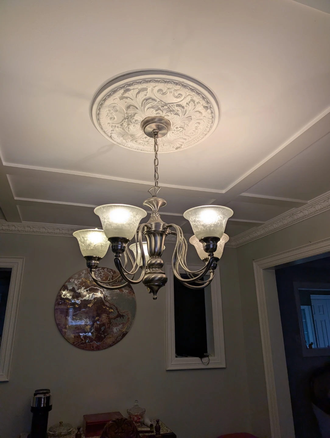 5-Light Chandelier with Frosted Glass Shades - photo 4