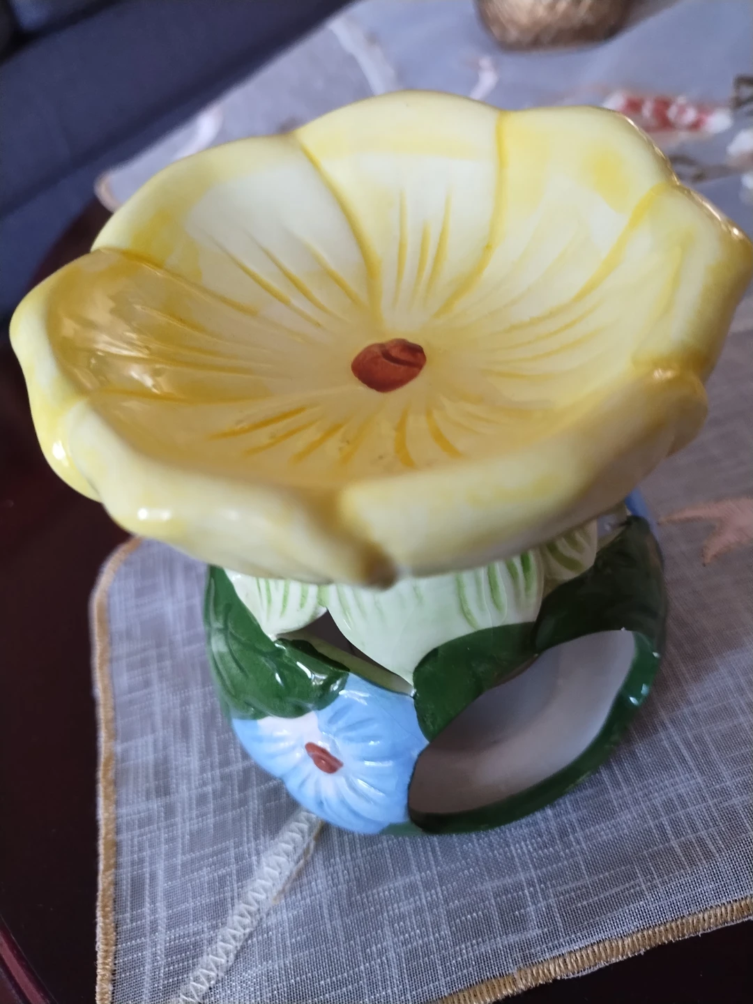 🥕 Yellow Flower Ceramic Oil Burner - photo 5