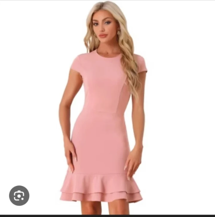 Allegra K Women's Short Sleeve Mermaid Hem Dress