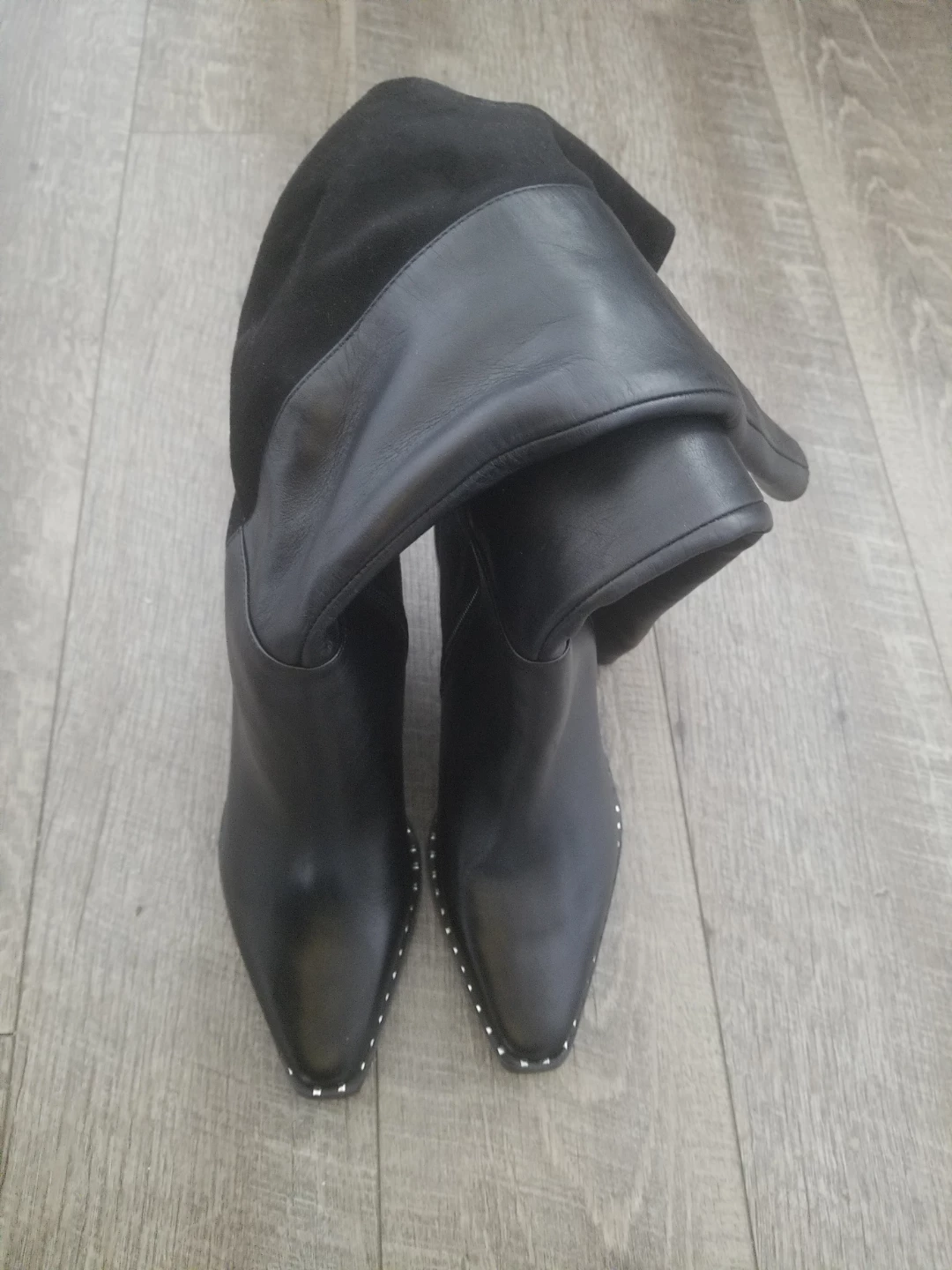 ALDO Black Leather Knee-High Boots - Size 7.5