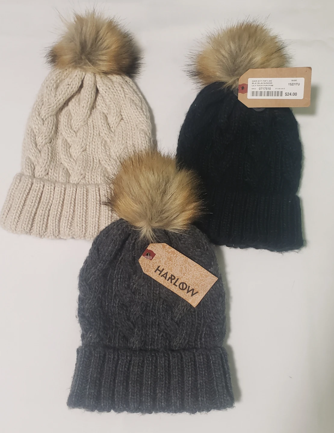 Brand new Harlow Winter Hat Faux Fur Pom Pom