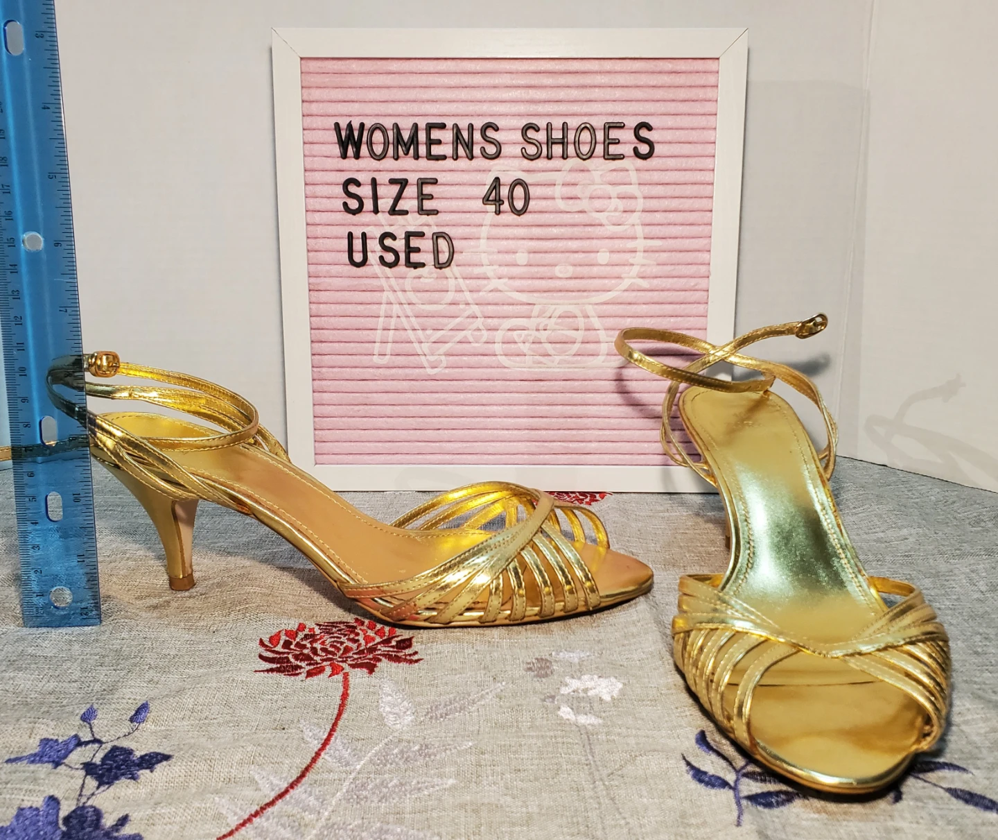 Zara Gold Strappy Heels - Size 40