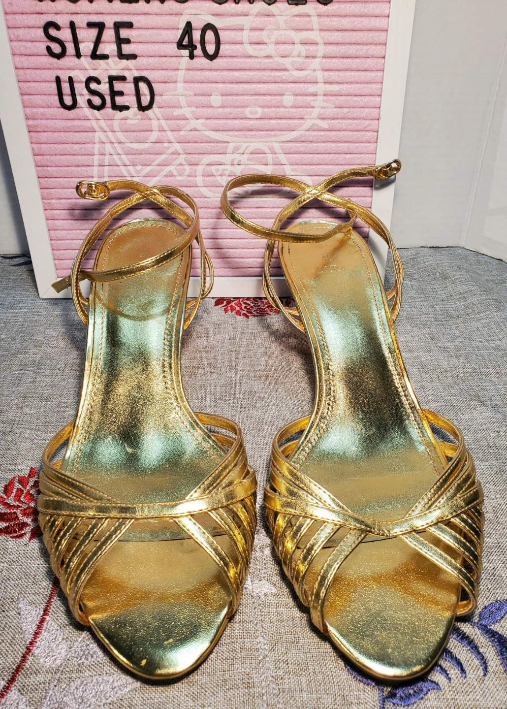 Zara Gold Strappy Heels - Size 40 - photo 2