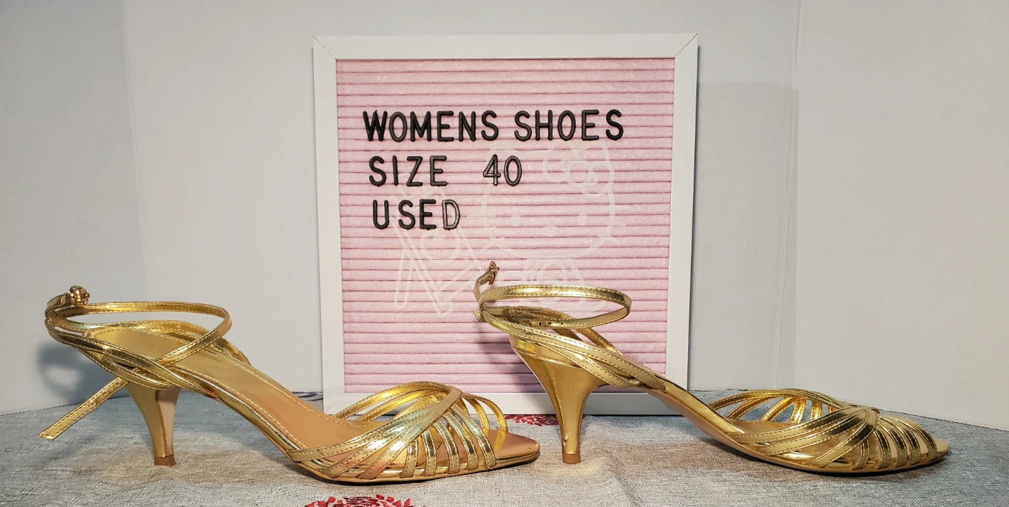 Zara Gold Strappy Heels - Size 40 - photo 3