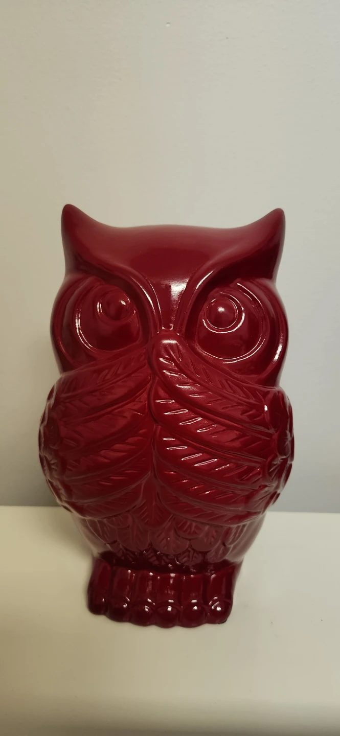 Red Ceramic Owl Figurine