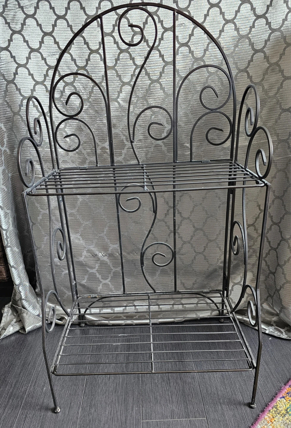 Ornate Metal Magazine Rack / Display Shelf