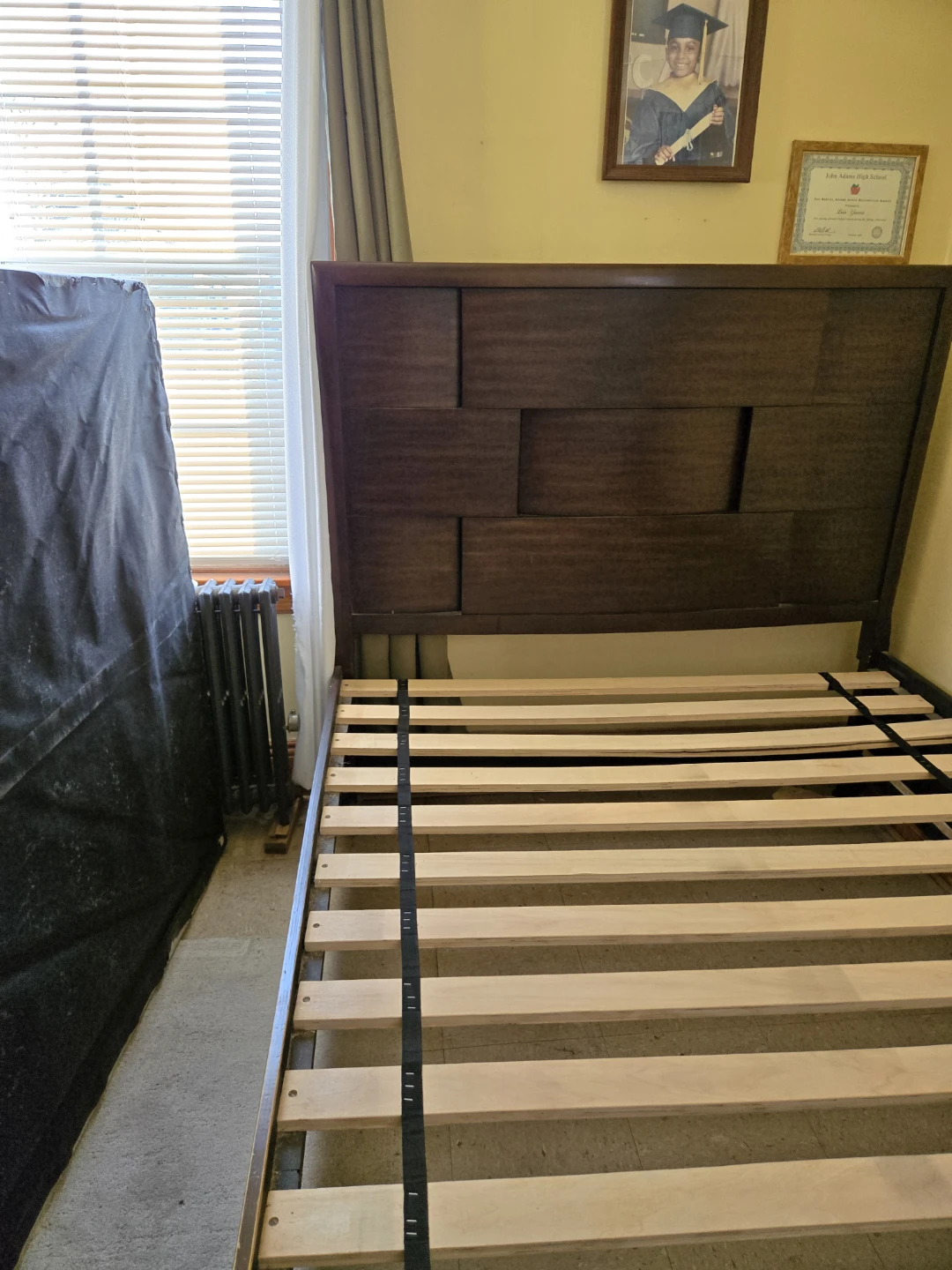 Dark Wood Platform Bed Frame with Drawers - photo 2