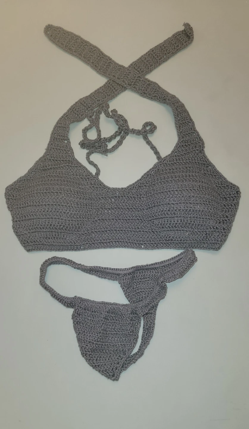 Grey Crochet Bikini Set