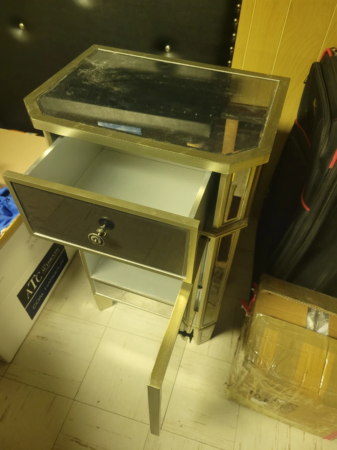 Mirrored Nightstand with 2 Drawers - photo 2