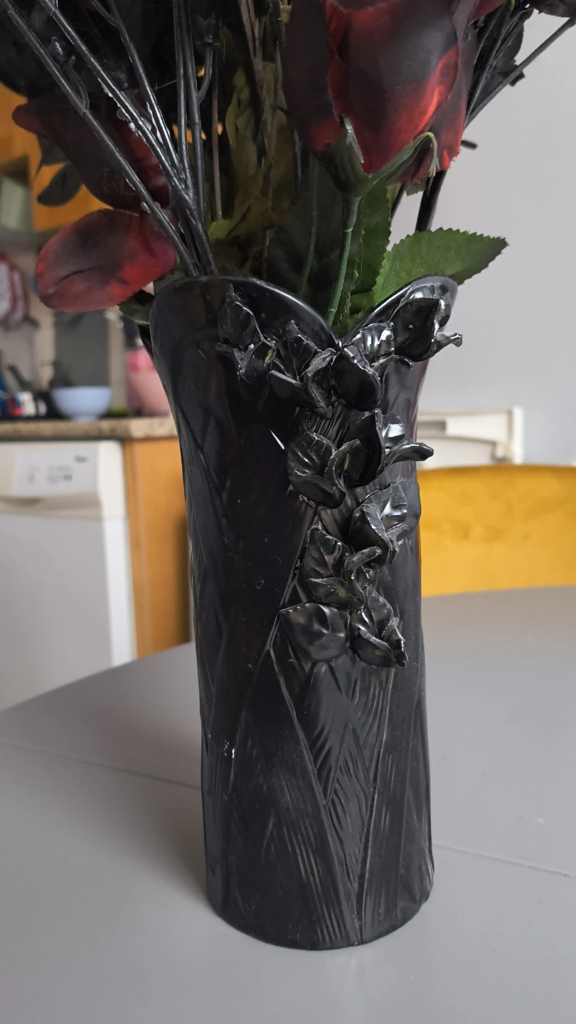 Black Decorative Vase with Faux Flowers - photo 3
