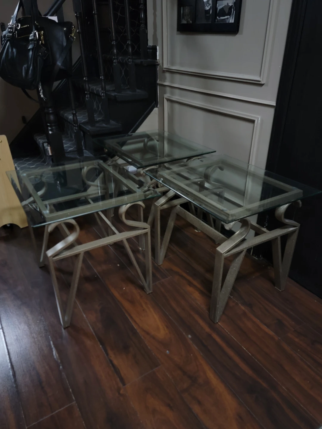 3 Modern Glass Top Side Tables - photo 2