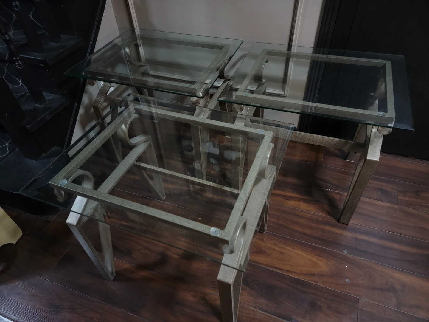 3 Modern Glass Top Side Tables - photo 5