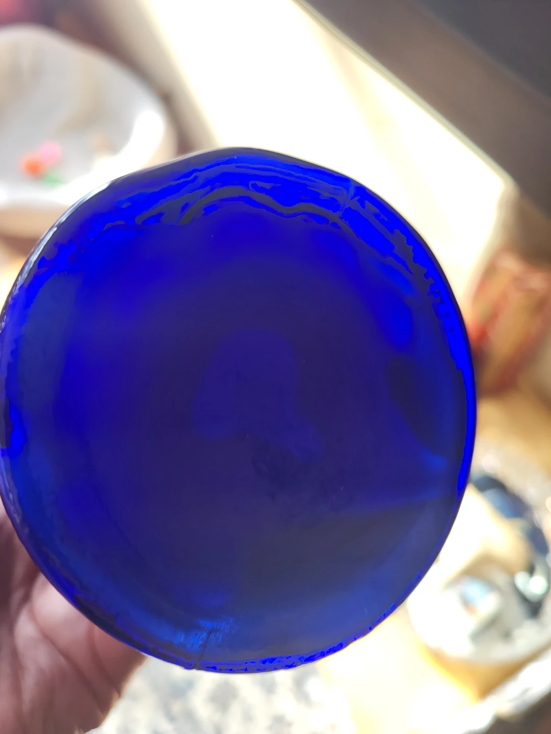 Pair of Cobalt Blue Glass Vases with Hand Design - photo 4