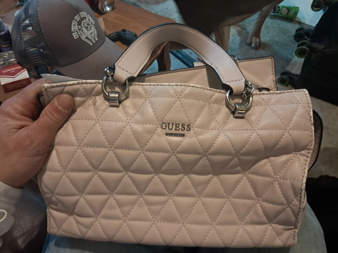 Guess Quilted Handbag - Pale Pink