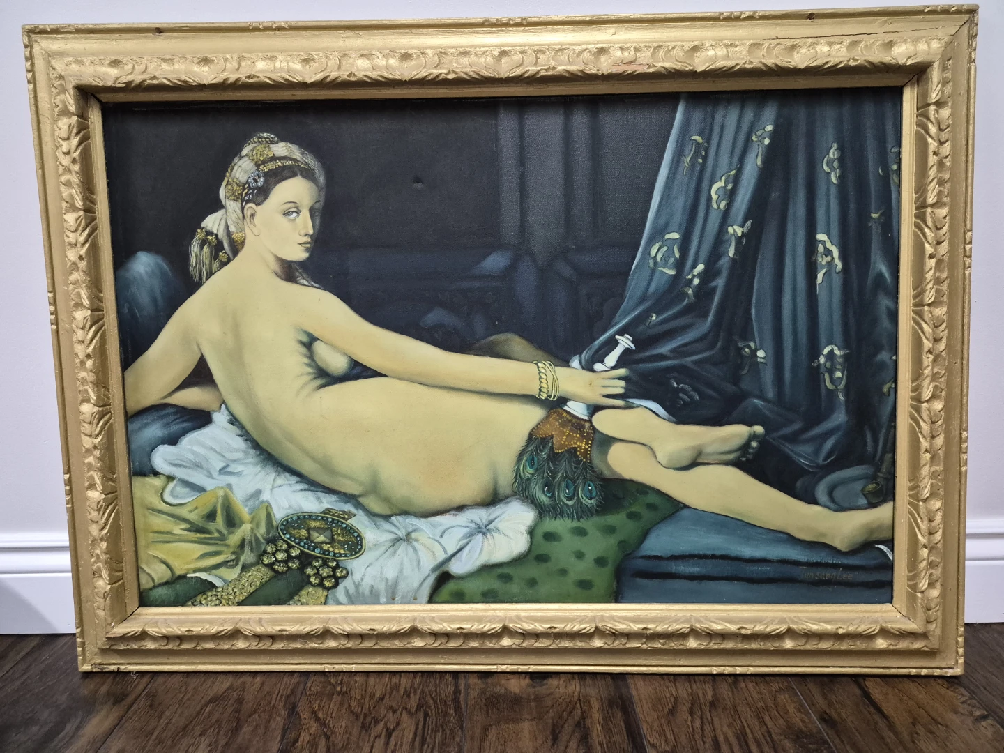Framed Oil Painting of a Reclining Nude